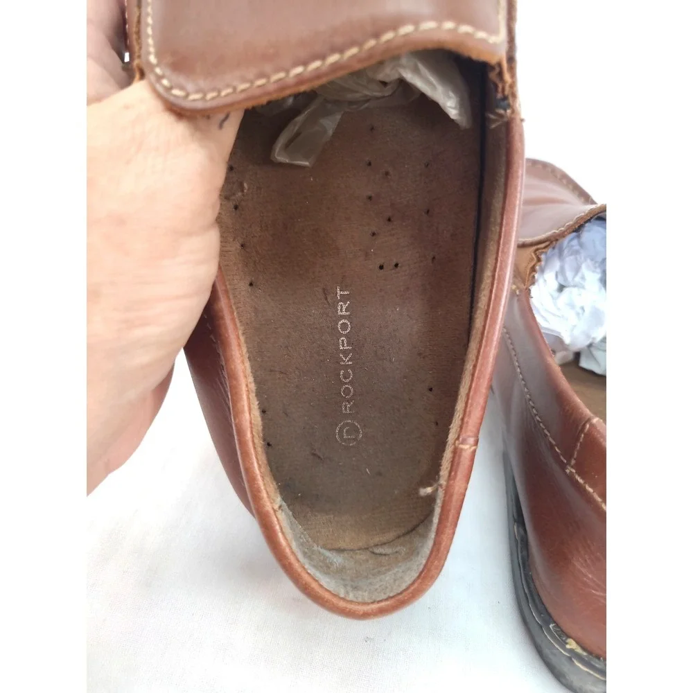 Rockport Mens Leather Loafers Brown Size 10M Slip On